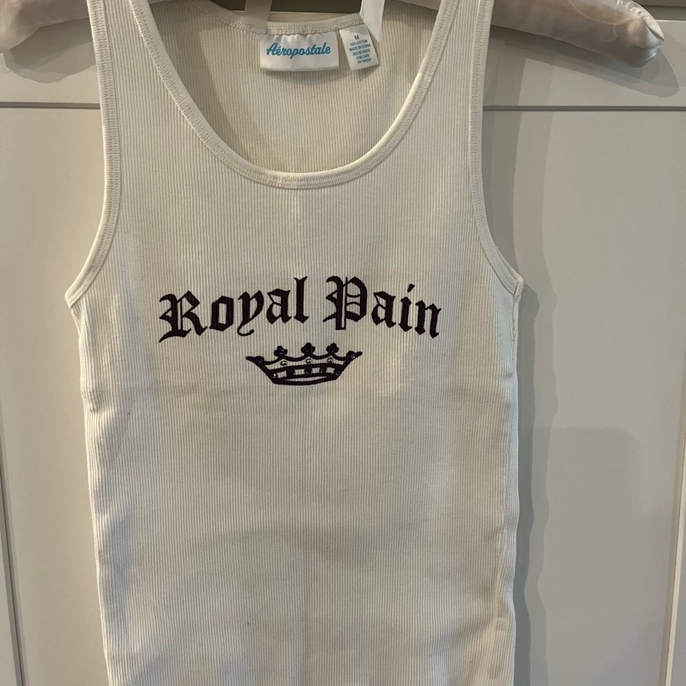 Aeropostale White  Tank Top with Purple Graphic